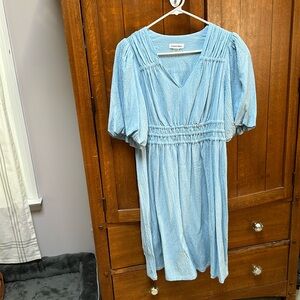 Baby blue Calvin Klein puff sleeve dress, size 6, worn once!!